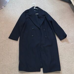 Zara Navy Double-Breasted Trench Coat